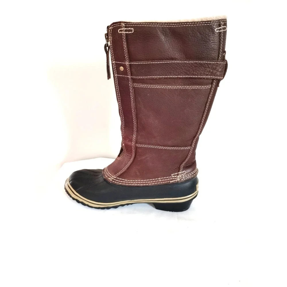 Sorel Brown Leather Rubber Duck Hunting Waterproof Winter Snow Boots Women 7.5